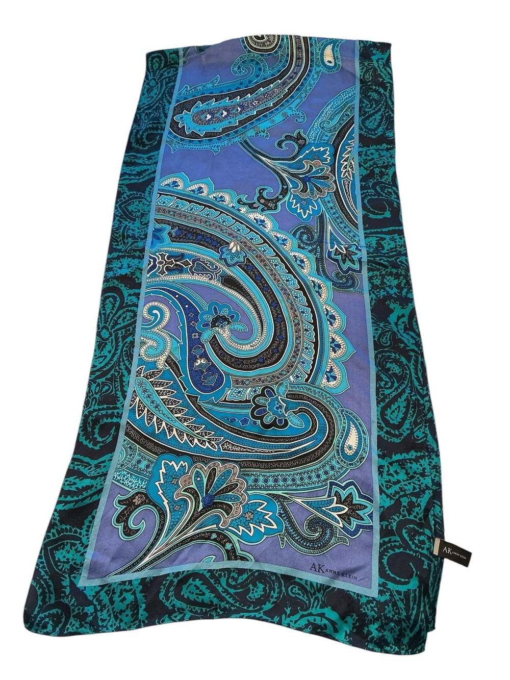 Anne Klein Paisley Print Oblong Silk Scarf 14”x 60”
